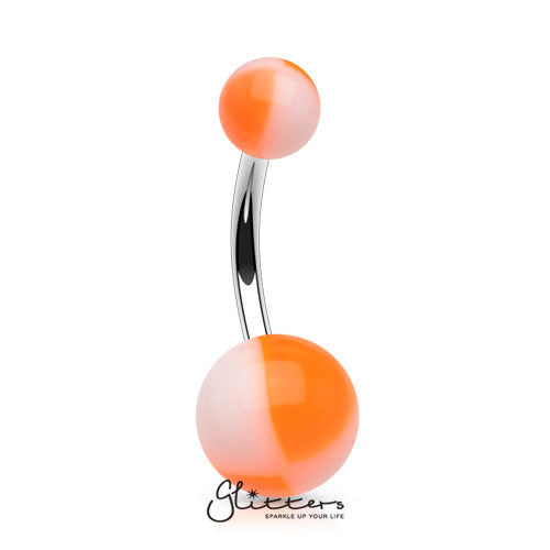 14 Gauge Acrylic Multi Color Balls - Orange/White-Belly Ring, Body Piercing Jewellery, Sale-NC4-O-6-Glitters