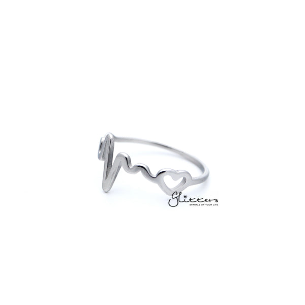 Stainless Steel Heartbeat and Heart Women's Rings-Jewellery, Rings, Stainless Steel, Stainless Steel Rings, Women's Jewellery, Women's Rings-RG0137_01-Glitters