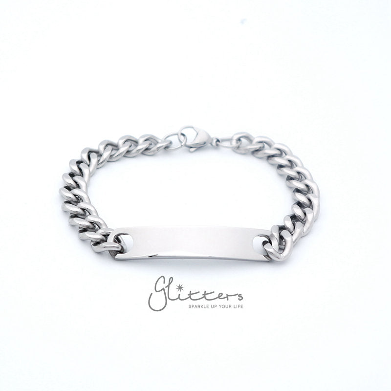 Stainless Steel Men's ID Bracelet 9mm Width-Bracelets, Engravable, ID Bracelet, Jewellery, Men's Bracelet, Men's Jewellery, Stainless Steel, Stainless Steel Bracelet-SB0014_3-Glitters