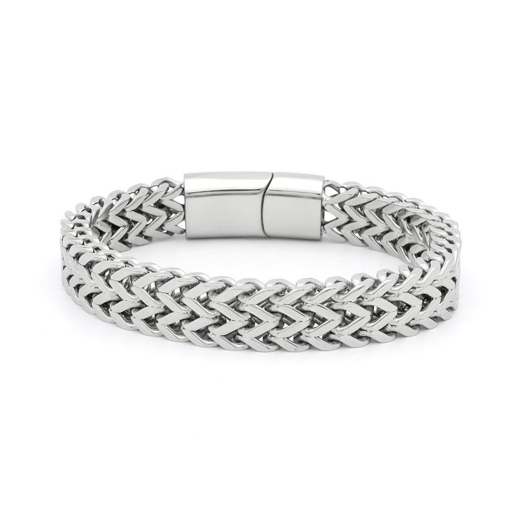 Stainless Steel 11mm Double Rows Franco Link Bracelet