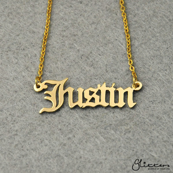 Justin name necklace sales