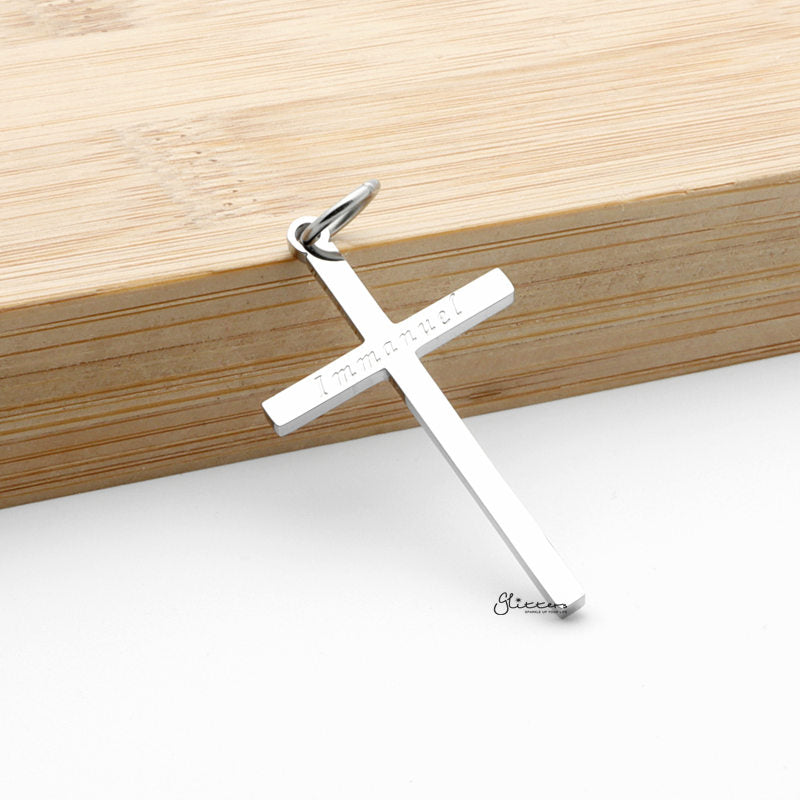Stainless Steel Immanuel Cross Pendant-Jewellery, Men's Jewellery, Men's Necklace, Necklaces, Pendants, Stainless Steel, Stainless Steel Pendant, Women's Jewellery, Women's Necklace-SP0288-2_1-Glitters