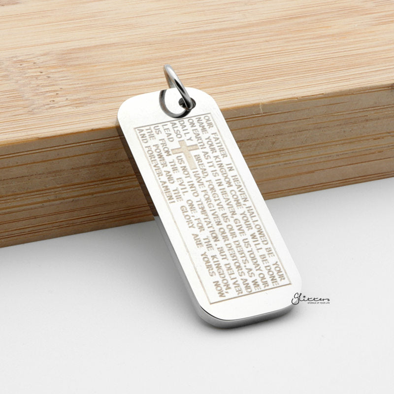 Stainless Steel Our Father Prayer Tag Pendant-Jewellery, Men's Jewellery, Men's Necklace, Necklaces, Pendants, Stainless Steel, Stainless Steel Pendant, Women's Jewellery, Women's Necklace-SP0289-2_1-Glitters