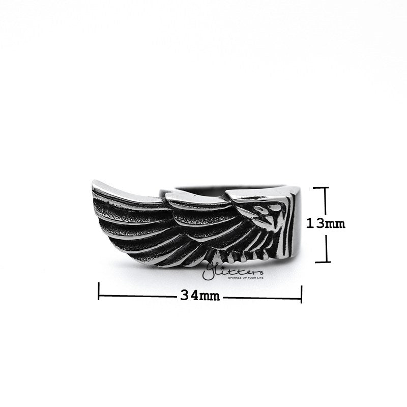 Stainless Steel Antiqued Angel Wing Casting Men's Rings-Jewellery, Men's Jewellery, Men's Rings, Rings, Stainless Steel, Stainless Steel Rings-SR0114_800-01_New-Glitters