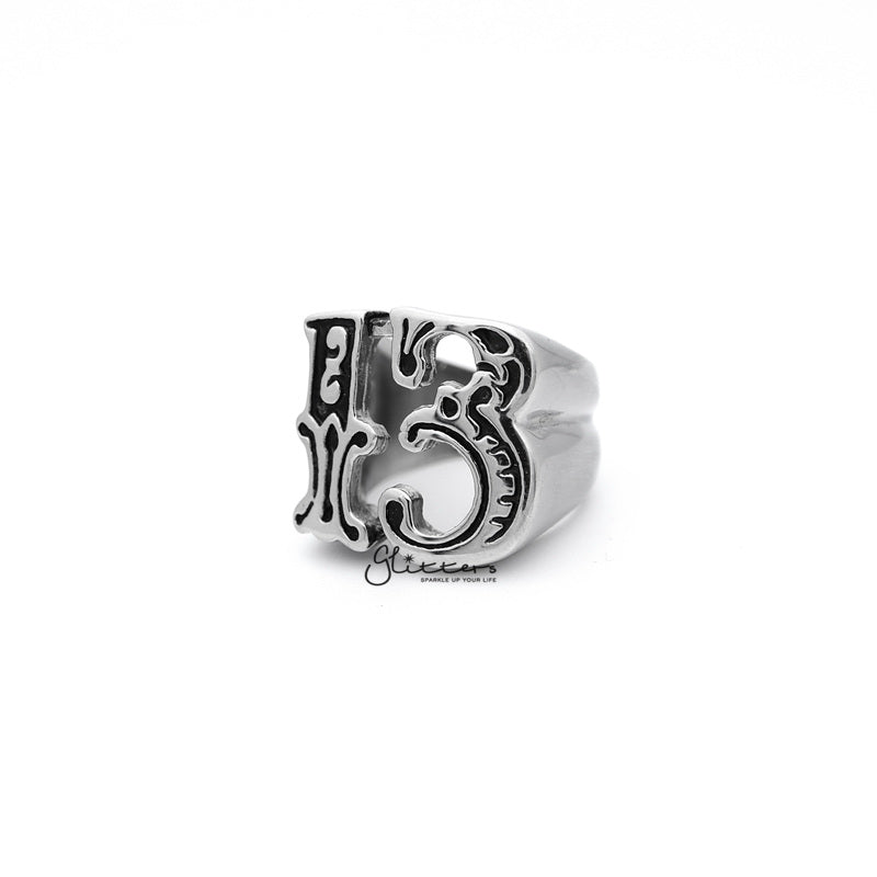 Stainless Steel Hollow Number #13 Casting Men's Rings-Jewellery, Men's Jewellery, Men's Rings, Rings, Stainless Steel, Stainless Steel Rings-SR0126_800-01-Glitters
