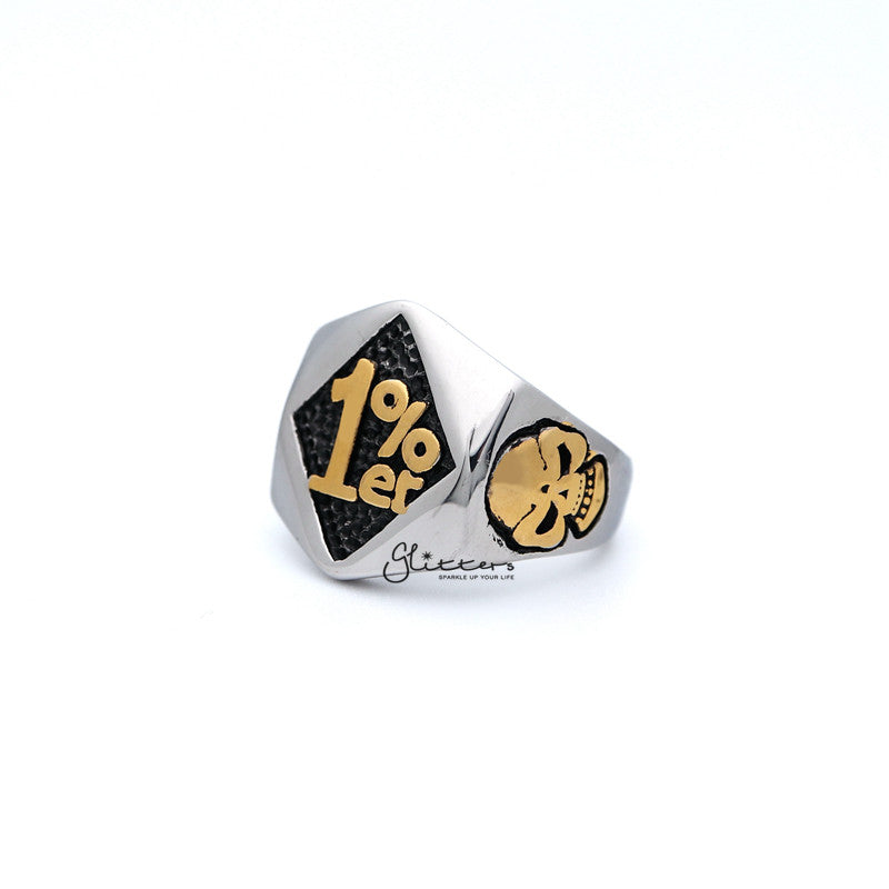 Stainless Steel 1% er One Percenter Two Tone Casting Men's Rings-Jewellery, Men's Jewellery, Men's Rings, Rings, Stainless Steel, Stainless Steel Rings-SR0206_800-02-Glitters