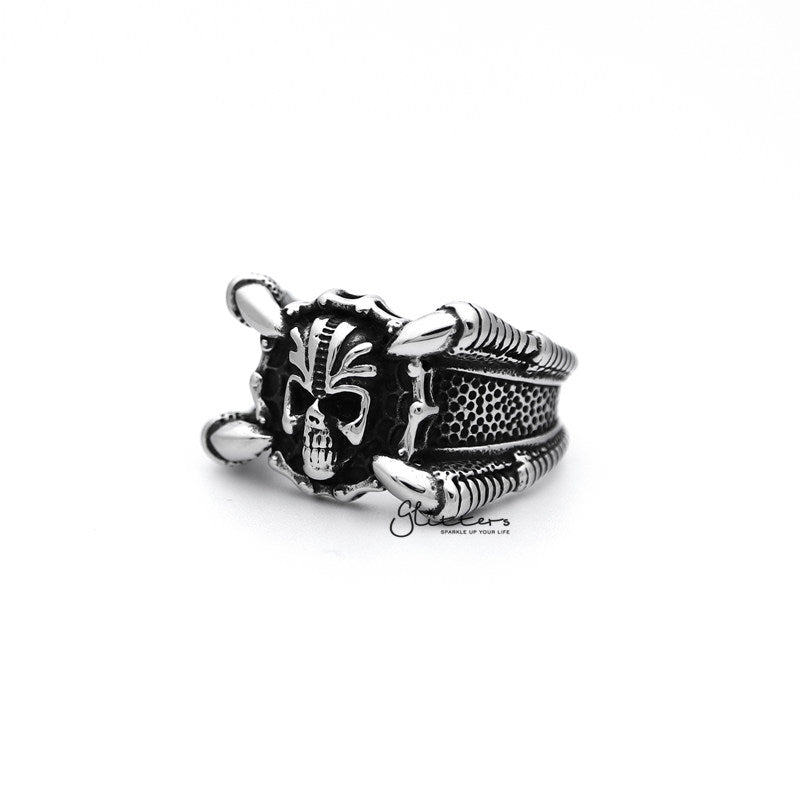 Stainless Steel Antiqued Skull Head with 4 Claws Casting Men's Rings-Jewellery, Men's Jewellery, Men's Rings, Rings, Stainless Steel, Stainless Steel Rings-SR0216_800-01-Glitters