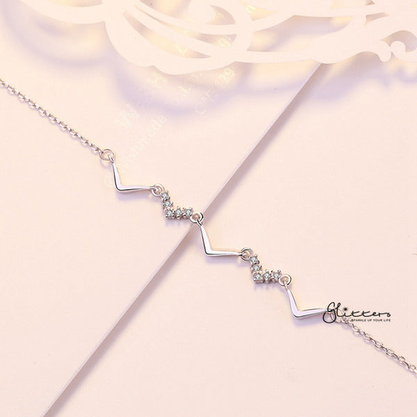 Sterling Silver ZigZag with C.Z Women's Bracelet-Bracelets, Cubic Zirconia, Jewellery, Sterling Silver Bracelets, Women's Bracelet, Women's Jewellery-SSB0022_01-Glitters