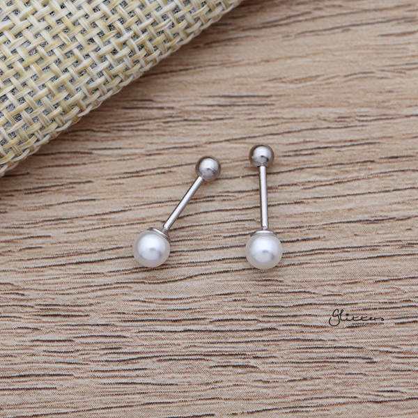 Solid 925 Sterling Silver Pearl Stud Earrings-earrings, Jewellery, Stud Earrings, Women's Earrings, Women's Jewellery-SSE0353-01_600-Glitters