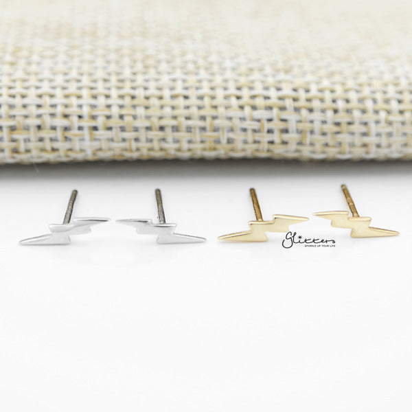 Solid 925 Sterling Silver Lightning Bolt Stud Earrings-earrings, Jewellery, Stud Earrings, Women's Earrings, Women's Jewellery-SSE0388-A_600-Glitters