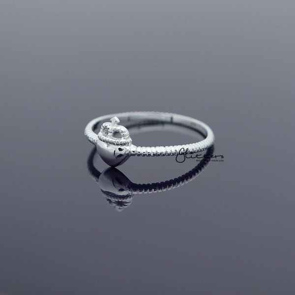 Sterling Silver Heart and Crown Women's Rings-Jewellery, Rings, Sterling Silver Rings, Women's Jewellery, Women's Rings-SSR0035_02-Glitters