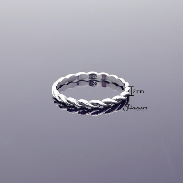 925 Sterling Silver Braided Band Rings-Jewellery, Rings, Sterling Silver Rings, Women's Jewellery, Women's Rings-SSR0046-02_600_New-Glitters