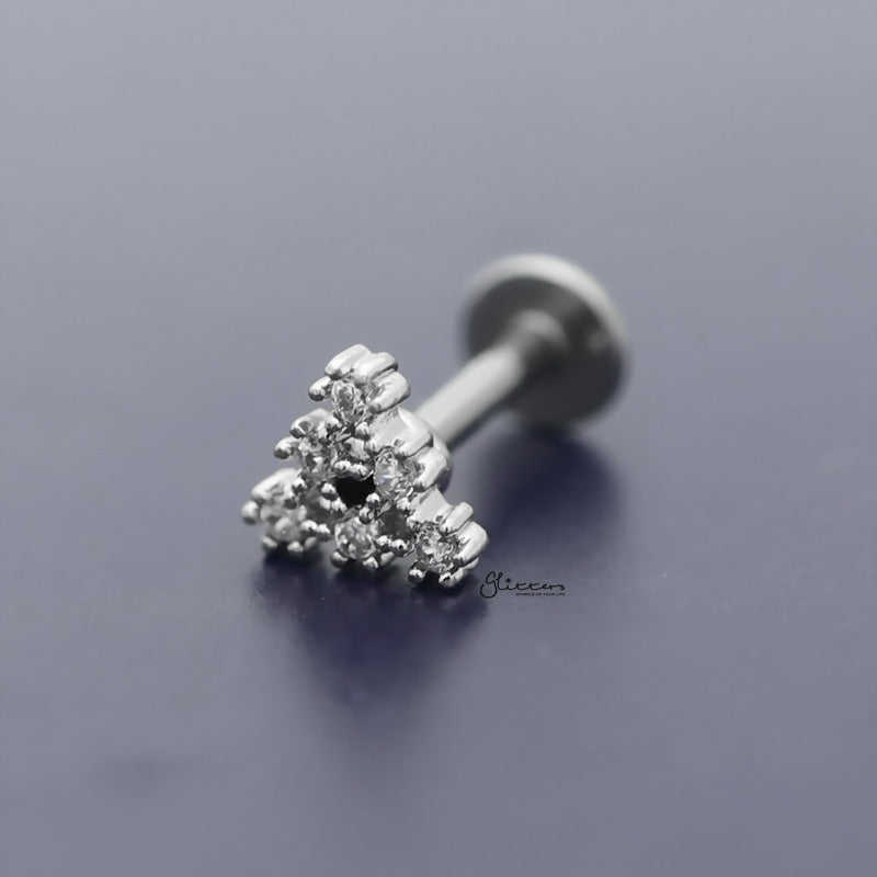 C.Z Paved Triangle Tragus Cartilage Earring - Ball End | Flat Back-Body Piercing Jewellery, Cartilage, Cubic Zirconia, earrings, Flat back, Jewellery, Tragus, Women's Earrings, Women's Jewellery-TG0076-F_800-Glitters