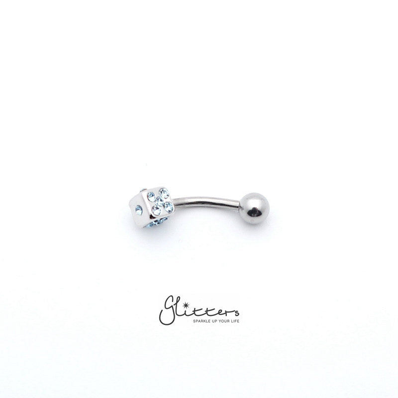 14 Gauge Surgical Steel Dice Belly Button Rings - Red | Aqua | Purple-Belly Ring, Body Piercing Jewellery-bj0013-4-Glitters