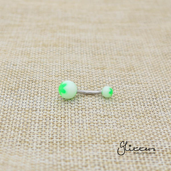 14 Gauge Acrylic Flower Balls Belly Button Ring - Green-Belly Ring, Body Piercing Jewellery, Sale-bj0062-Flower03-Glitters