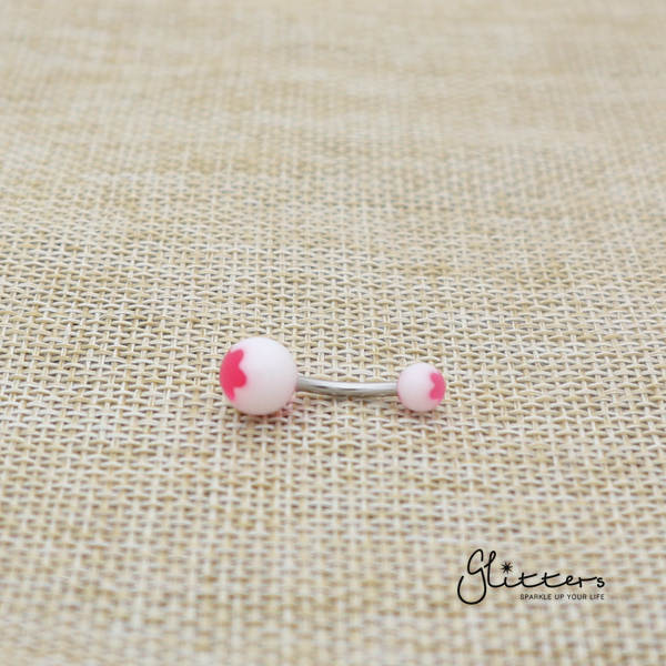 14 Gauge Acrylic Flower Balls Belly Button Ring - Hot Pink-Belly Ring, Body Piercing Jewellery, Sale-bj0062-Flower13-Glitters