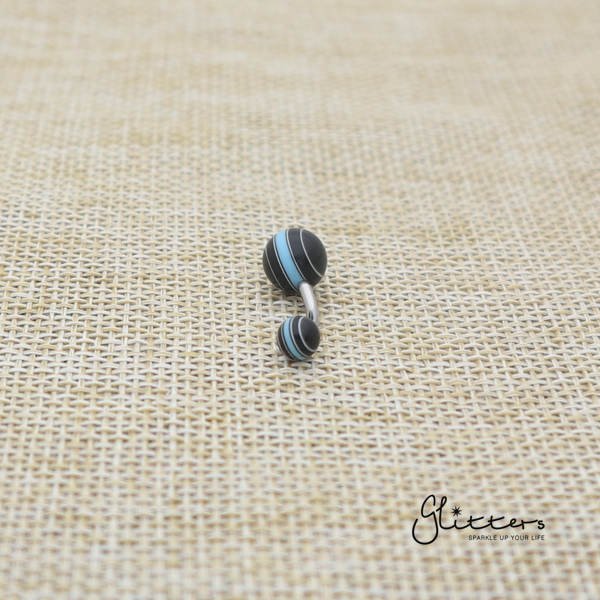 14 Gauge Acrylic Multi Color Strips Balls Belly Button Ring - Black/Blue-Belly Ring, Body Piercing Jewellery, Sale-bj0062-strip12-Glitters