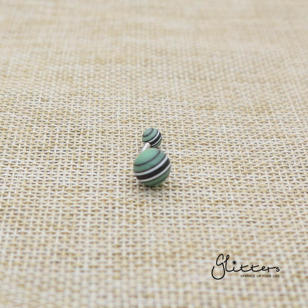 14 Gauge Acrylic Multi Color Strips Balls Belly Button Ring - Green-Belly Ring, Body Piercing Jewellery, Sale-bj0062-strip20-Glitters