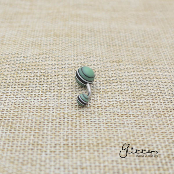 14 Gauge Acrylic Multi Color Strips Balls Belly Button Ring - Green-Belly Ring, Body Piercing Jewellery, Sale-bj0062-strip21-Glitters