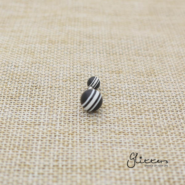 14 Gauge Acrylic Multi Color Strips Balls Belly Button Ring - Black/White-Belly Ring, Body Piercing Jewellery, Sale-bj0062-strip26-Glitters