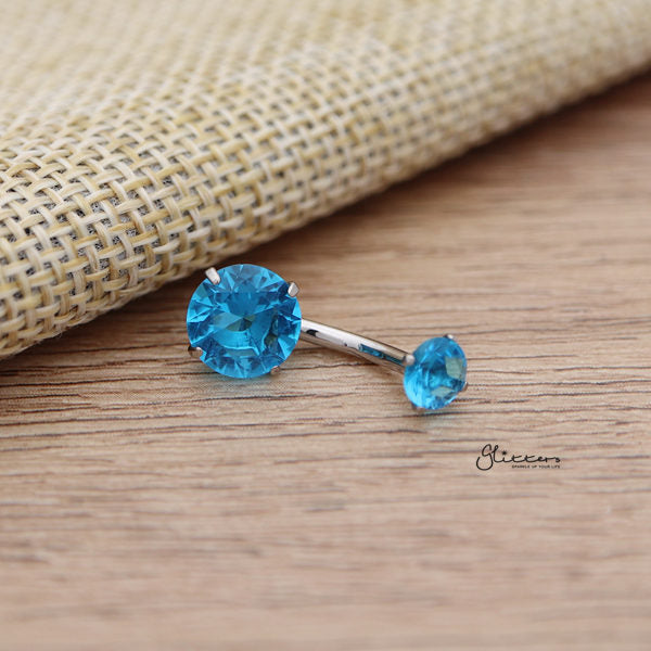 316L Surgical Steel Internally Threaded Prong Set Cubic Zirconia Belly Button Rings-Belly Ring, Body Piercing Jewellery, Cubic Zirconia-bj0305-B_600-Glitters