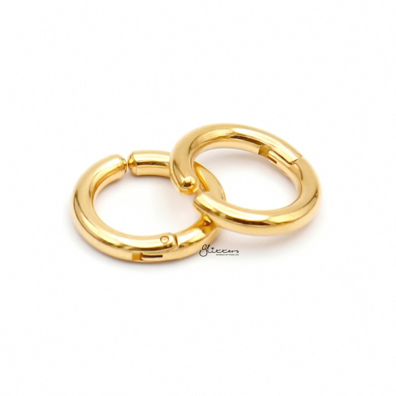 Non-Pierced Stainless Steel Clip On Round Hoop Earrings - Gold-earrings, Fake Earrings, Hinged Earrings, Hoop Earrings, Jewellery, Men's Earrings, Men's Jewellery, Non-Pierced, Stainless Steel, Women's Earrings, Women's Jewellery-ec0106-g_1-Glitters