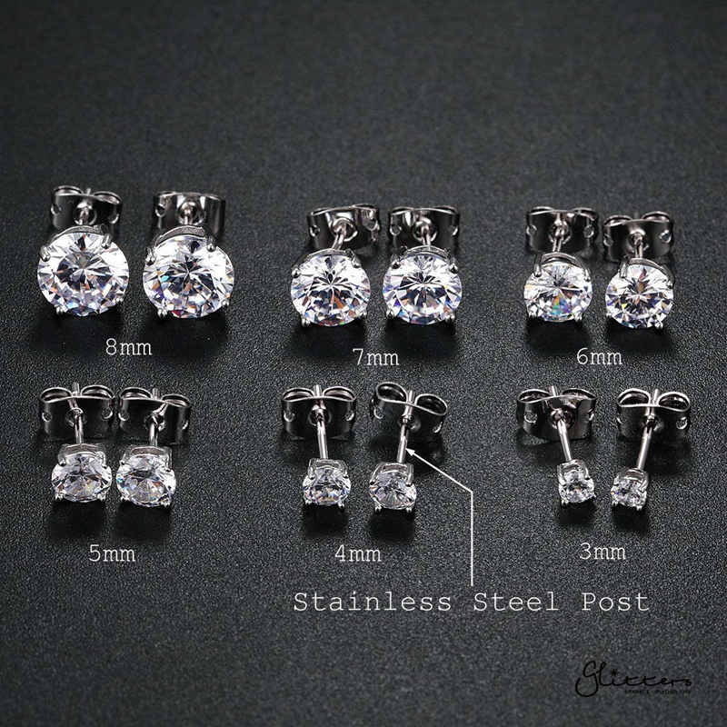 Rhodium Plated Round C.Z Stud Earrings-Best Sellers, Cubic Zirconia, earrings, Hip Hop Earrings, Iced Out, Jewellery, Men's Earrings, Men's Jewellery, Stud Earrings, Women's Earrings, Women's Jewellery-er0001-sr_New_800-Glitters