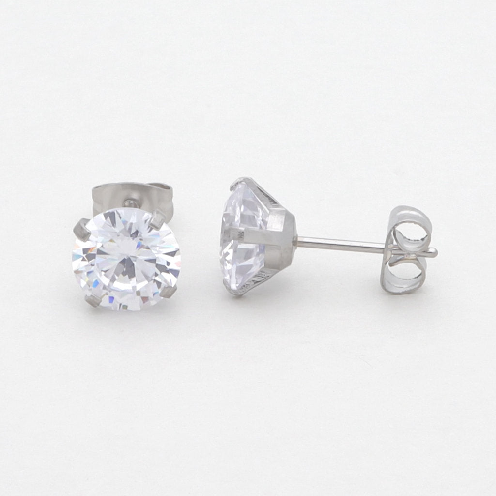 Round Cubic Zirconia Martini Stud Earrings-Cubic Zirconia, earrings, Jewellery, Men's Earrings, Men's Jewellery, New, Stud Earrings, Women's Earrings, Women's Jewellery-er0039-8-2_1-Glitters