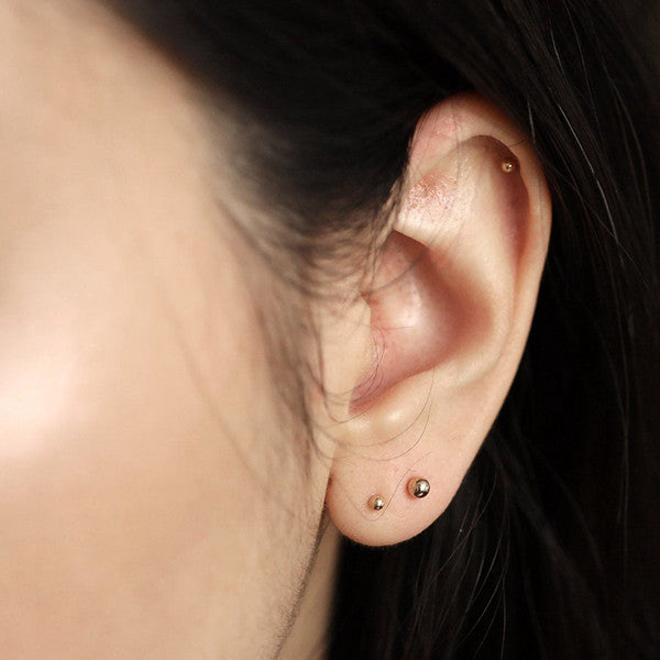 Rose Gold I.P Stainless Steel Round Ball Stud Earrings-3mm | 4mm | 5mm | 6mm-earrings, Jewellery, Men's Earrings, Men's Jewellery, Stainless Steel, Stud Earrings, Women's Earrings-er1473-02-Glitters