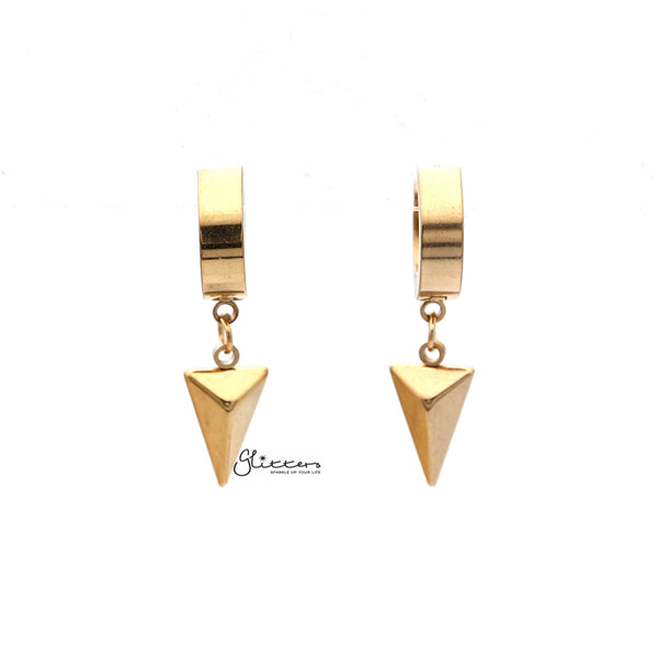 Stainless Steel Drop Triangle Huggie Hoop Earrings-earrings, Hoop Earrings, Huggie Earrings, Jewellery, Men's Earrings, Men's Jewellery, Stainless Steel, Women's Earrings-er1477-g_600-Glitters