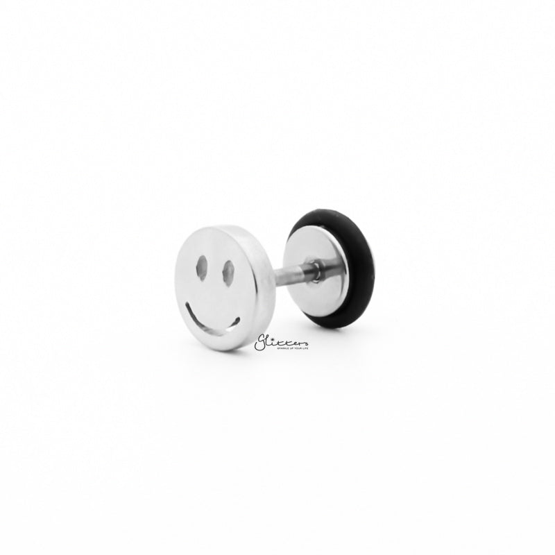 Stainless Steel Smiling Face Fake Plug Earring-Body Piercing Jewellery, earrings, Fake Plug, Jewellery, Men's Earrings, Men's Jewellery, Stainless Steel-fp0181-1_1-Glitters