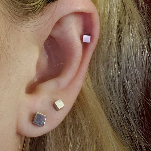 Stainless Steel Cube Stud Earrings-3mm | 4mm-earrings, Jewellery, Men's Earrings, Men's Jewellery, Stainless Steel, Stud Earrings, Women's Earrings-1772633873_367v1m5z-Glitters