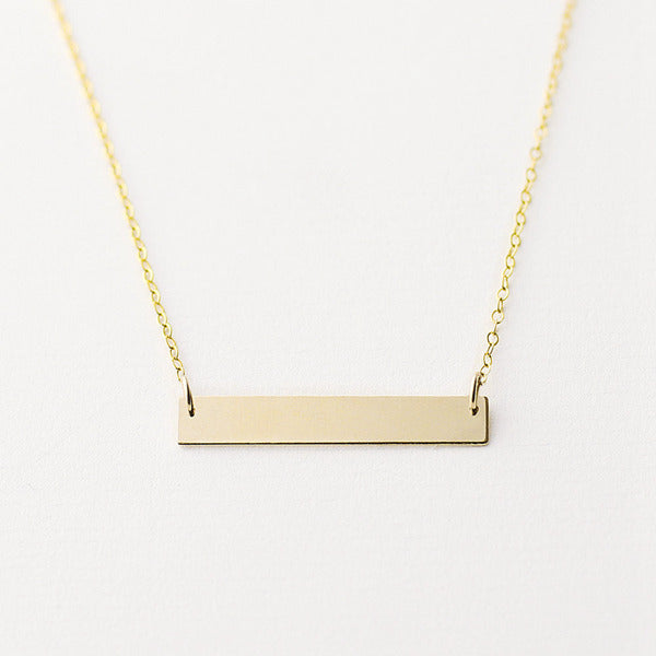 24K Gold Plated over Sterling Silver Horizontal Bar Necklace-Medium