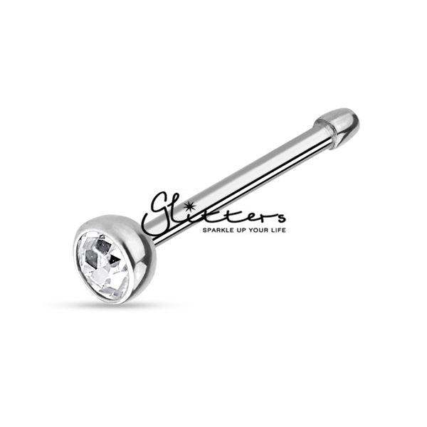 20GA 316L Surgical Steel Press Fit Nose Bone with C.Z-Body Piercing Jewellery, Nose Piercing Jewellery, nose pin, Nose Studs-ns0007-w-Glitters