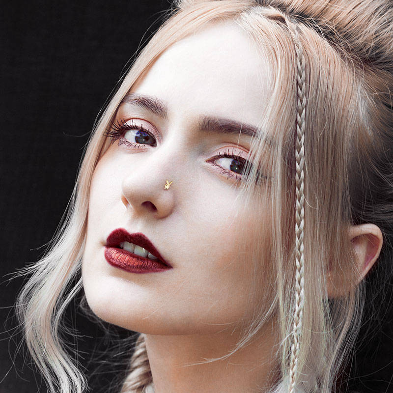 Playboy Bunny Top L Bend Nose Stud - Rose Gold-Body Piercing Jewellery, Nose Piercing Jewellery, Nose Ring, Nose Studs-ns0116-m_54a3b235-372c-4f24-b7ec-ab731ed59bba-Glitters