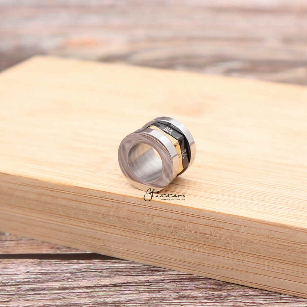 Stainless Steel Three Color Roman Numerals Rotatable Ring Pendant-Jewellery, Men's Jewellery, Men's Necklace, Necklaces, Pendants, Stainless Steel, Stainless Steel Pendant, Women's Jewellery-sp0257_1000-02_64b488e5-e2b9-4b39-815b-a4e991653544-Glitters