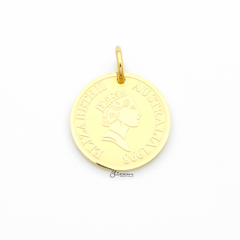 Stainless Steel Queen Elizabeth II Pendant - Gold-Jewellery, Men's Jewellery, Men's Necklace, Necklaces, Pendants, Stainless Steel, Stainless Steel Pendant, Women's Jewellery, Women's Necklace-sp0286-g_1-Glitters