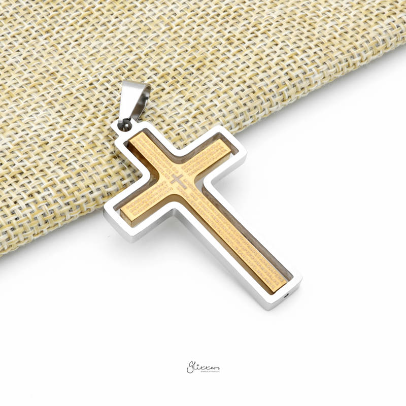 Stainless Steel Rotatable Cross Pendant - Gold-Jewellery, Men's Jewellery, Men's Necklace, Necklaces, Pendants, Stainless Steel, Stainless Steel Pendant, Women's Jewellery, Women's Necklace-sp0290-G1_800-Glitters