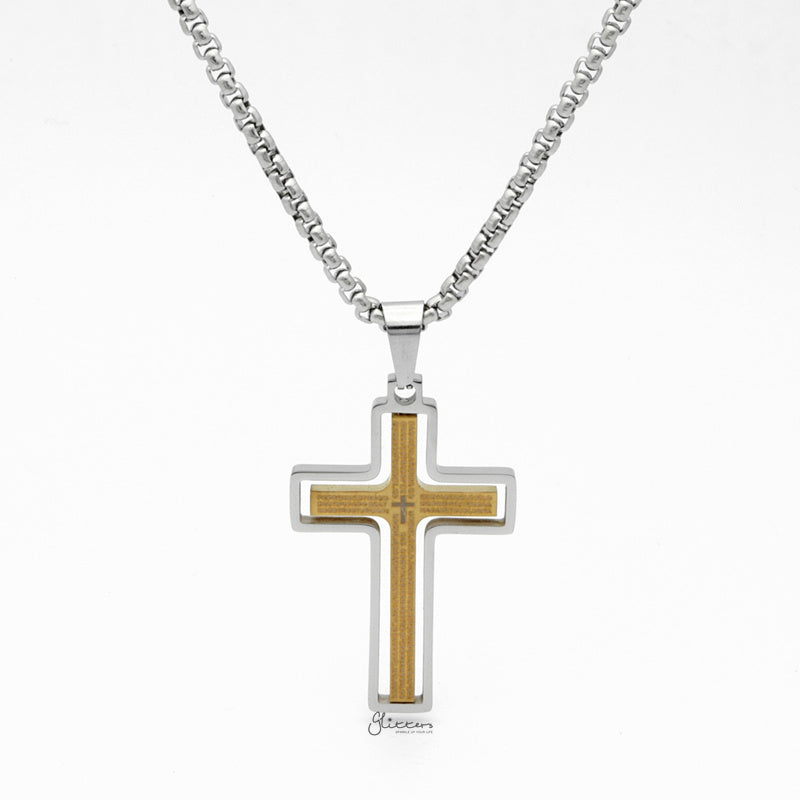 Stainless Steel Rotatable Cross Pendant - Gold-Jewellery, Men's Jewellery, Men's Necklace, Necklaces, Pendants, Stainless Steel, Stainless Steel Pendant, Women's Jewellery, Women's Necklace-sp0290-g_800-Glitters