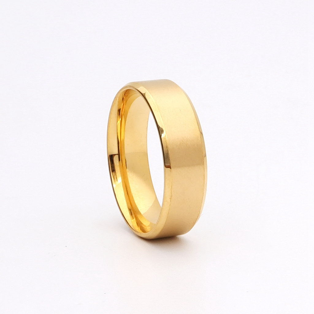 18K Gold Ion-Plated Stainless Steel 8mm Wide Beveled Edge Band Rings-Jewellery, Men's Jewellery, Men's Rings, Rings, Stainless Steel, Stainless Steel Rings-sr0220-2_1-Glitters