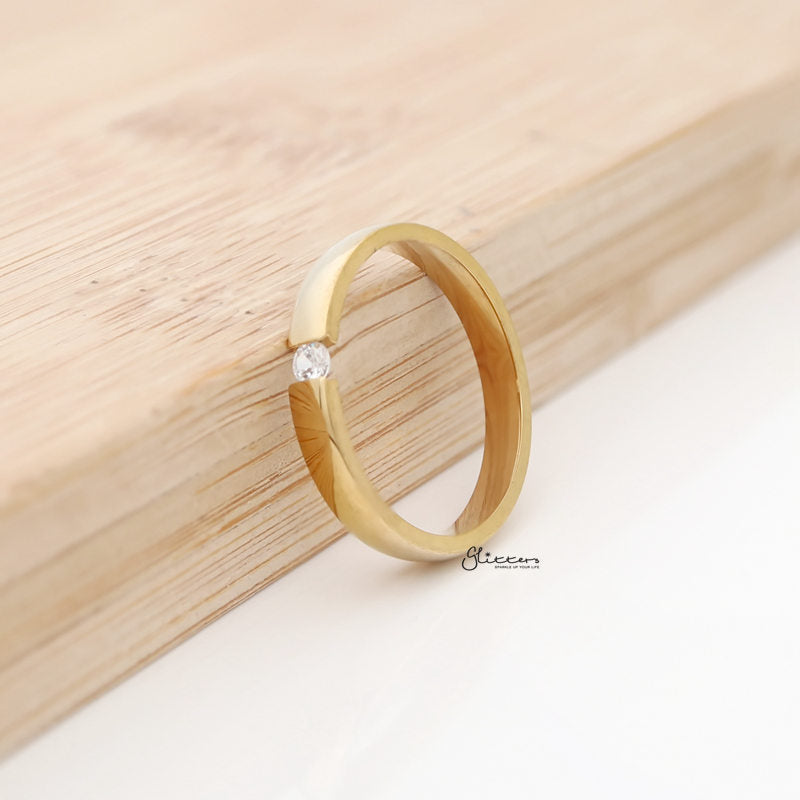 Tension Set CZ 3mm Wide Glossy Mirror Polished Band Ring - Gold-Cubic Zirconia, Jewellery, Rings, Stainless Steel, Stainless Steel Rings, Women's Jewellery, Women's Rings-sr0279-1-800-Glitters