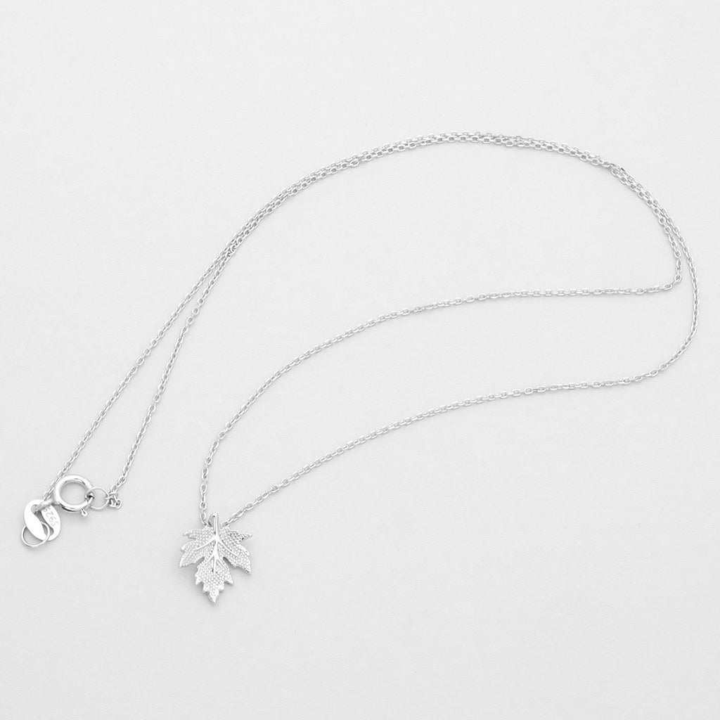 Sterling Silver Maple Leaf Necklace-Jewellery, Necklaces, New, Sterling Silver Necklaces, Women's Jewellery, Women's Necklace-ssp0184-s2_1-Glitters