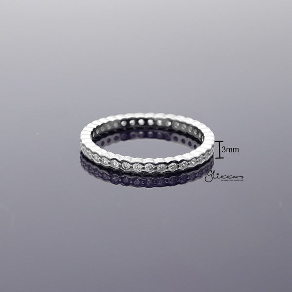Sterling Silver Engagement Band Ring with C.Z-Cubic Zirconia, Engagement Band Ring, Jewellery, Rings, Sterling Silver Rings, Women's Jewellery, Women's Rings-ssr0047-02_600_New-Glitters