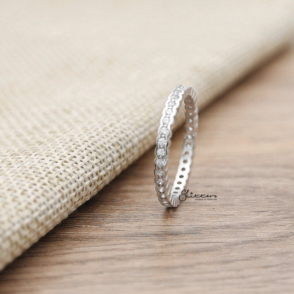 Sterling Silver Engagement Band Ring with C.Z-Cubic Zirconia, Engagement Band Ring, Jewellery, Rings, Sterling Silver Rings, Women's Jewellery, Women's Rings-ssr0047_600-Glitters