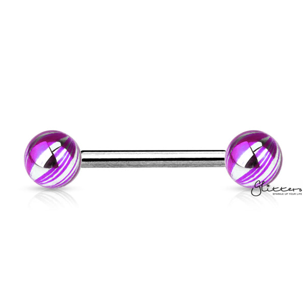 316L Surgical Steel Tongue Barbells with Multi Colour Plated Balls-Body Piercing Jewellery, Tongue Bar-tr0002-mc-a-Glitters