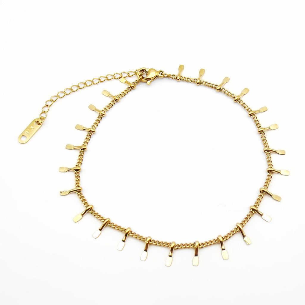 Stainless Steel Mini Paddle Charm Anklet