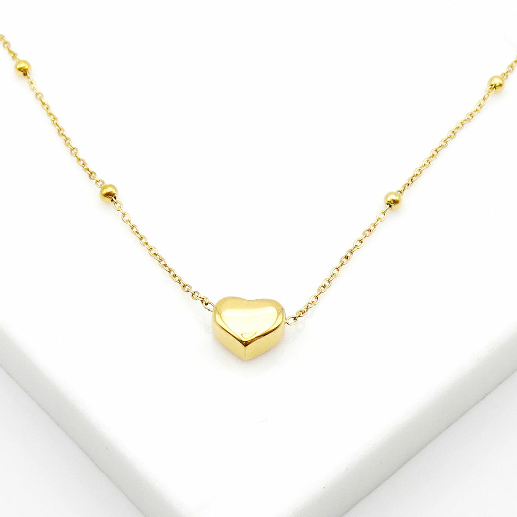 Stainless Steel Heart Charm Anklet - Gold