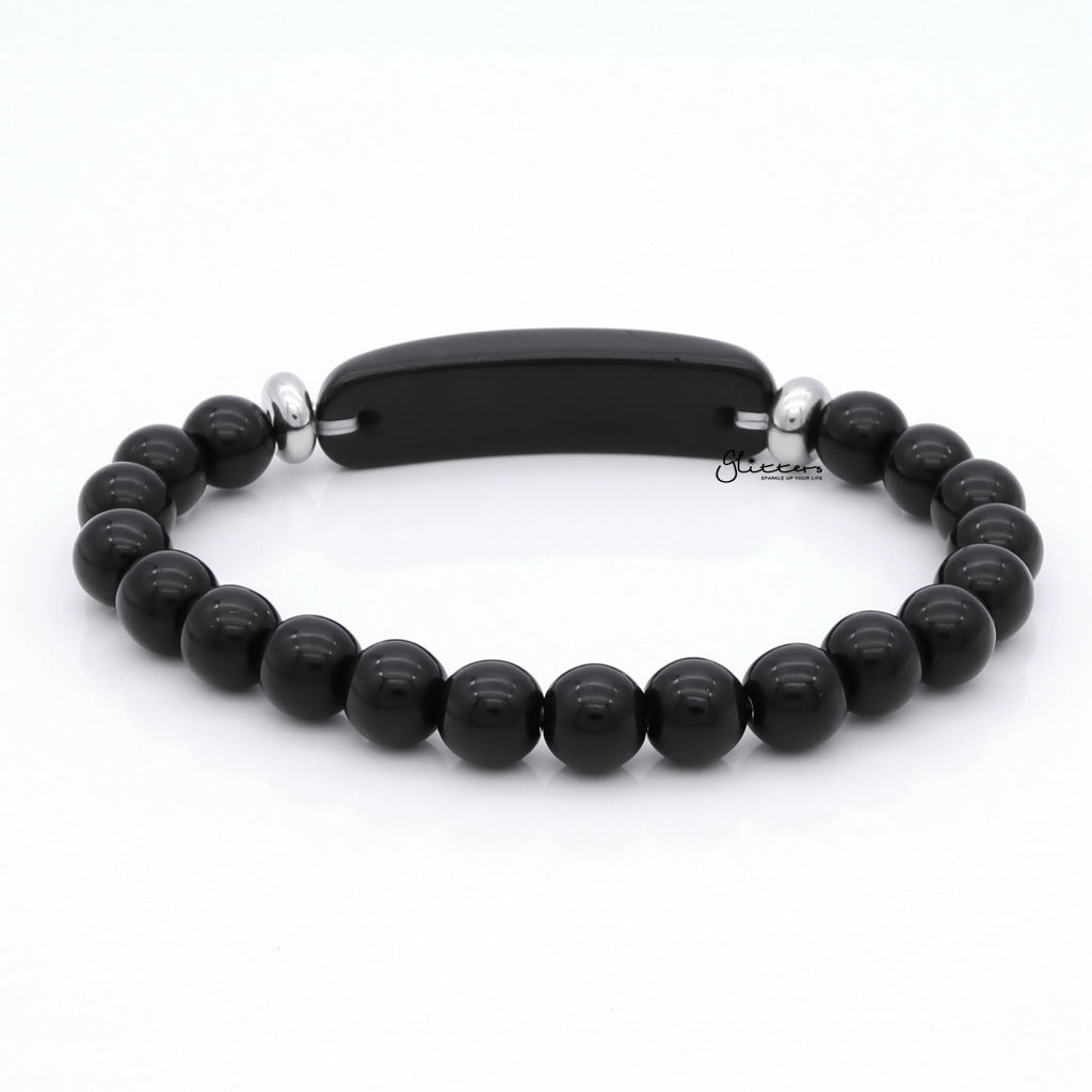 Black Agate Semi Precious Stone Bracelet-Bracelets-2-Glitters