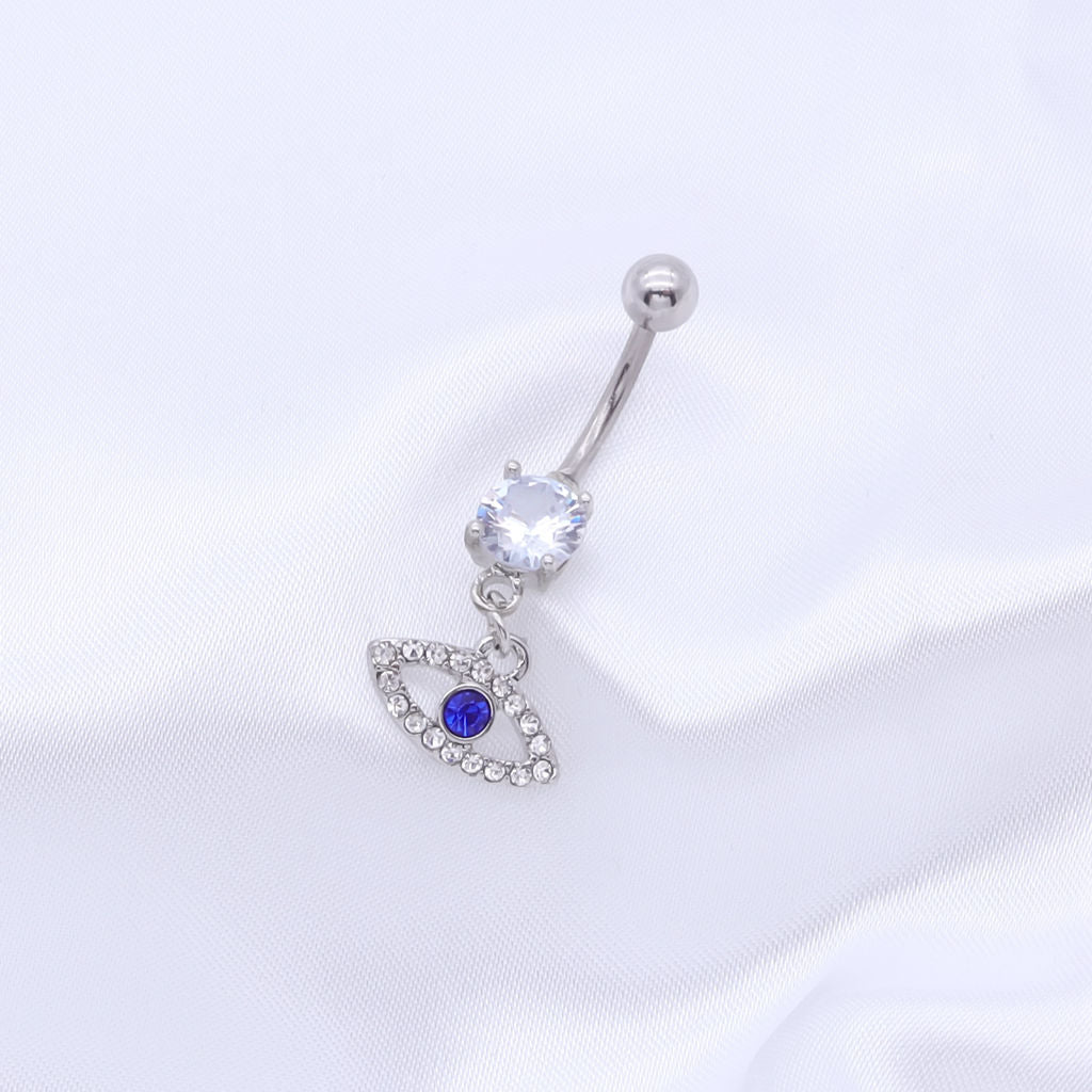 Evil Eye Belly Button Ring - Silver-Belly Rings-2-Glitters