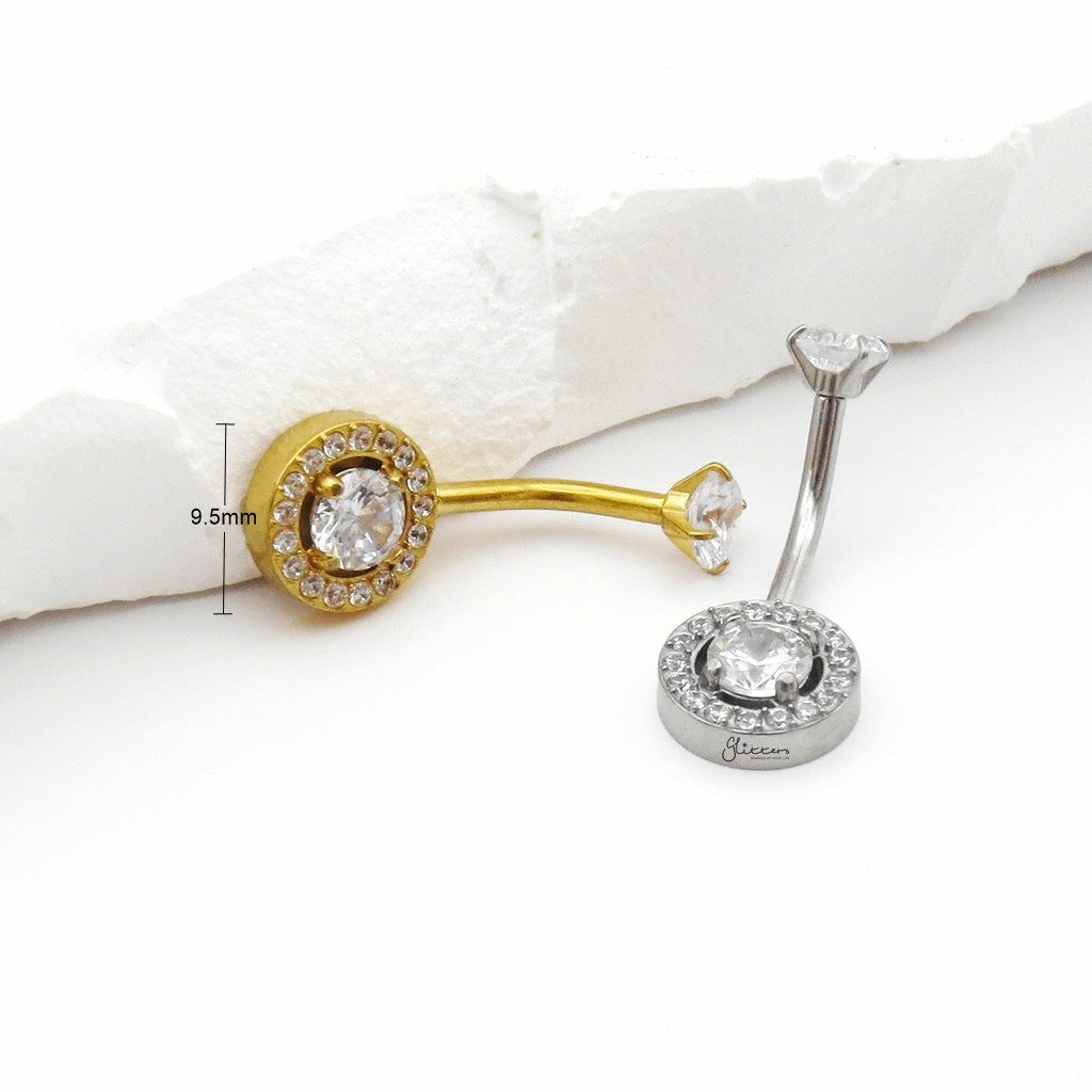 Halo Round CZ Belly Button Navel Ring